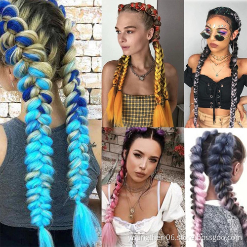 High Temperature Fiber  Braiding Hair X pression Weave Hair Packs Extensions Extension Jumbo Stretched Synthetic Hair